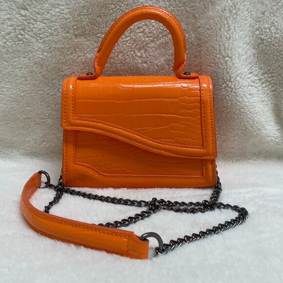 Zara Mini Citi Purse Orange w/Asymmetrical Flap Open, 6338/010 PU Leather - Picture 1 of 11